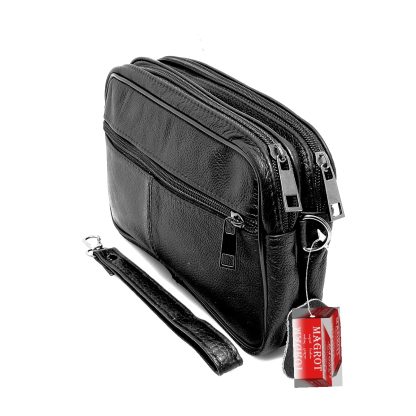Borseta barbateasca de mana, neagra, din piele naturala,14 x 22, magrot 869 - imagine 10