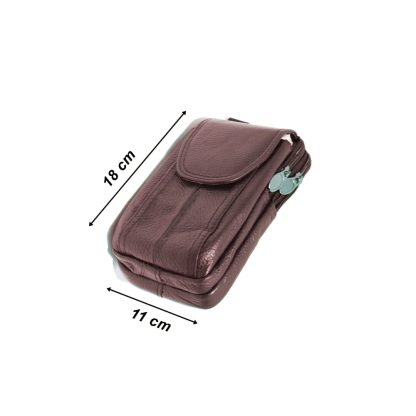 Borseta de umar si curea, din piele naturala maro, 11/18 cm, Magrot 20236 - imagine 3