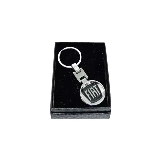 Breloc Fiat premium negru din inox 3d
