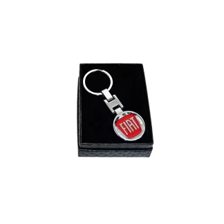 Breloc Fiat premium rosu din inox 3d