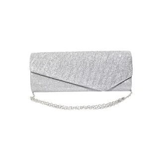 Geanta plic, pentru ocazii si petreceri, argintiu sclipitor, 27 x 11 cm, Magrot 20338