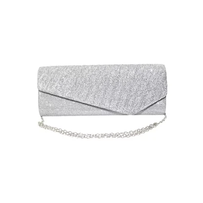 Geanta plic, pentru ocazii si petreceri, argintiu sclipitor, 27 x 11 cm, Magrot 20338