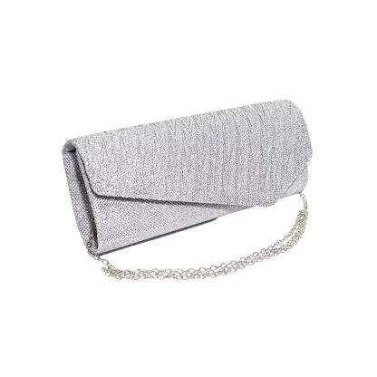 Geanta plic, pentru ocazii si petreceri, argintiu sclipitor, 27 x 11 cm, Magrot 20338 - imagine 2