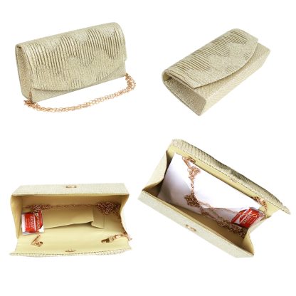 Geanta plic pentru ocazii si petreceri, auriu, sclipici, 20/10 cm, Magrot 20302 - imagine 6