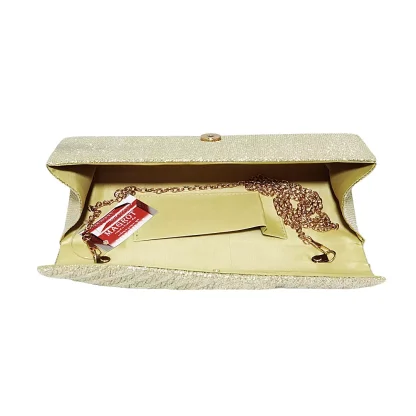 Geanta plic, pentru ocazii si petreceri, auriu sclipitor, 27 x 11 cm, Magrot 20340 - imagine 3