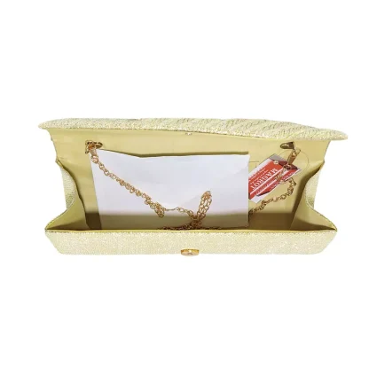 Geanta plic, pentru ocazii si petreceri, auriu sclipitor, 27 x 11 cm, Magrot 20340 - imagine 4