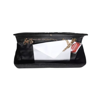 Geanta plic, pentru ocazii si petreceri, negru sclipitor, 27 x 11 cm, Magrot 20339 - imagine 3