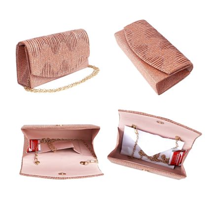 Geanta plic pentru ocazii si petreceri, roze, sclipici, 20/10 cm, Magrot 20299 - imagine 7