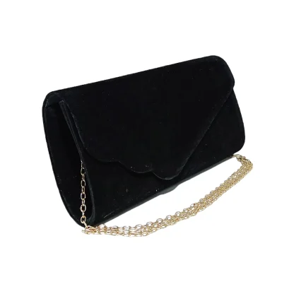 Plic poseta, pentru ocazii si petreceri, negru, catifea, 26 x 12 cm, Magrot 20367 - imagine 2