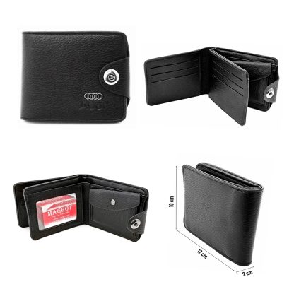 Portofel Audi barbatesc, negru din piele, MAGROT 920 - imagine 6