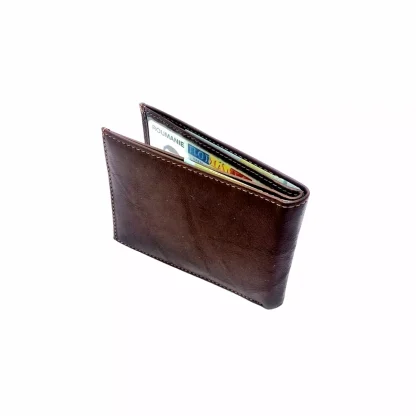Portofel barbatesc slim din piele naturala, F051,,maro, 12/10 Magrot - imagine 3