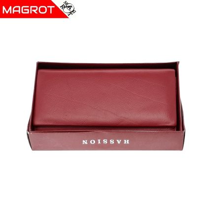 Portofel de dama, din piele naturala, rosu, Hassion A01 Red, Magrot - imagine 5