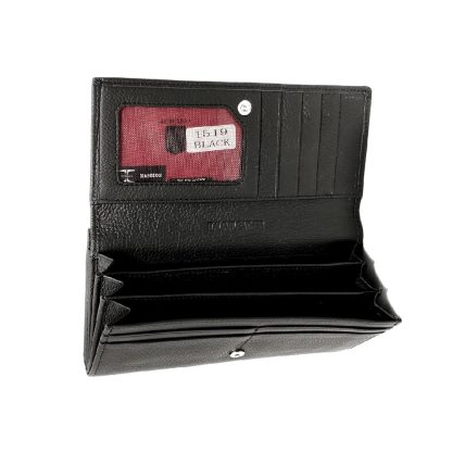 Portofel de dama, Hassion, din piele naturala, negru 19 x 10 cm magrot 1519 - imagine 3