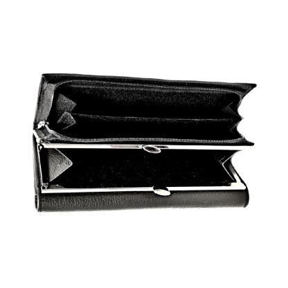 Portofel de dama, Hassion, din piele naturala, negru 19 x 10 cm magrot 1519 - imagine 2