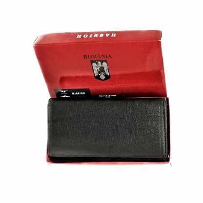 Portofel de dama, Hassion, din piele naturala, negru 19 x 10 cm magrot 1519 - imagine 5