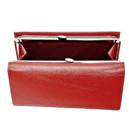 Portofel de dama, Hassion, din piele naturala,19 x 10 cm rosu inchis 1519 magrot 13979 - imagine 3