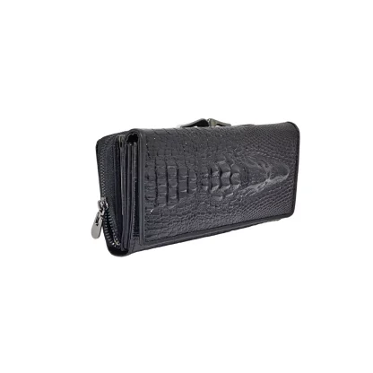 Portofel din Piele Naturală Lăcuită Negru cu Model 3D Aligator – Magrot 20245 - imagine 2
