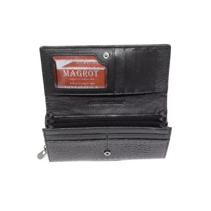 Portofel din Piele Naturală Lăcuită Negru cu Model 3D Aligator – Magrot 20245 - imagine 3