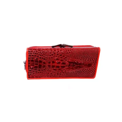Portofel dama din Piele Naturală Lăcuită rosu cu Model 3D Aligator - Magrot 20249 - imagine 2