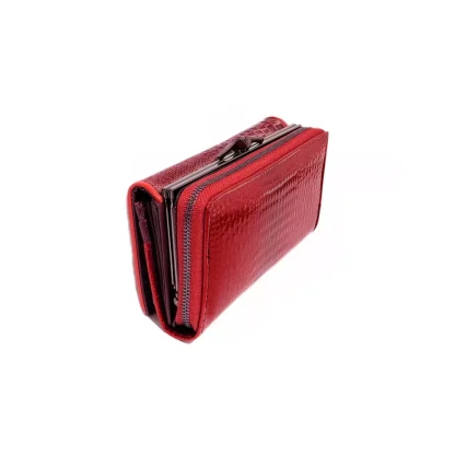 Portofel dama din Piele Naturală Lăcuită rosu cu Model 3D Aligator - Magrot 20249 - imagine 6