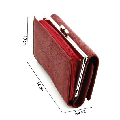 Portofel mic de dama din piele naturala, magrot Hassion, 2155, red, Magrot - imagine 5