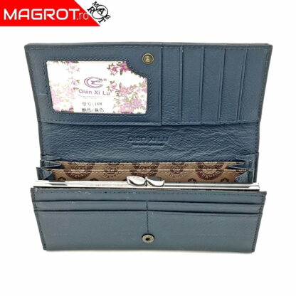 Portofel dama din piele naturala, albastru marin, Magrot shop 13740 - imagine 2