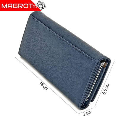 Portofel dama din piele naturala, albastru marin, Magrot shop 13740 - imagine 4