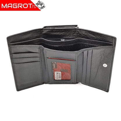 Portofel mic de dama din piele naturala, magrot Hassion, 2155, negru - imagine 2