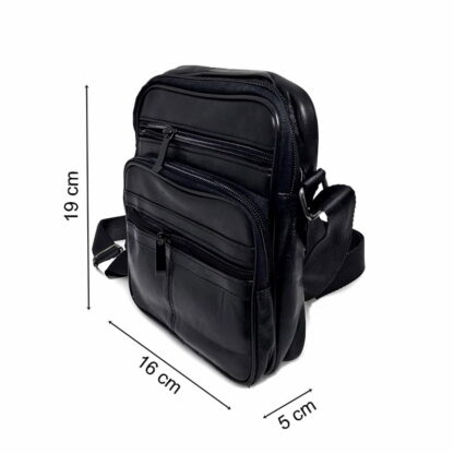 Borseta barbateasca de umar,din piele naturala, neagra, 19/16 cm, Magrot 215 - imagine 3