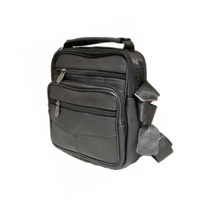 Borseta barbati, din piele naturala, neagra, de umar si mana, 17/18 cm, Magrot 3066 - imagine 2
