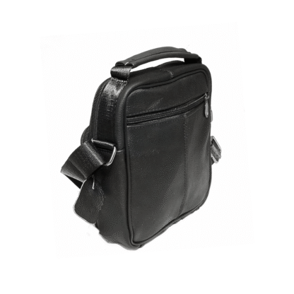 Borseta barbati, din piele naturala, neagra, de umar si mana, 17/18 cm, Magrot 3066 - imagine 3