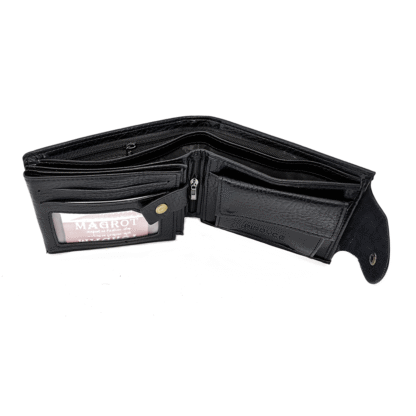 Portofel barbatesc, din piele, negru, inchidere cu capsa, Magrot 14006 - imagine 5