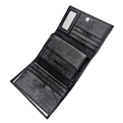 Portofel dama, din piele naturala, magrot, Hassion Z001 negru - imagine 4