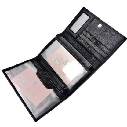 Portofel dama, din piele naturala, magrot, Hassion Z001 negru - imagine 3