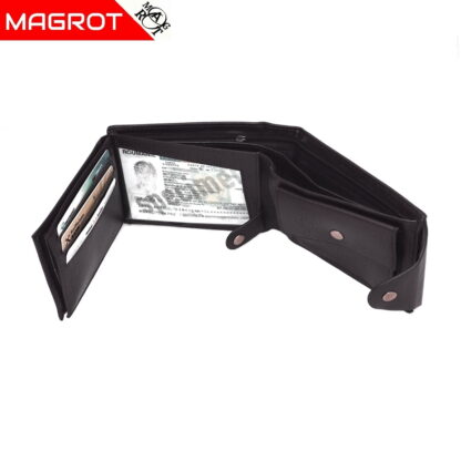 Portofel barbatesc, din piele, negru, inchidere cu capsa Magrot Shidai 853 - imagine 3