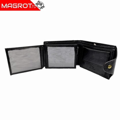 Portofel barbatesc,Shidai, 539 negru, inchidere cu capsa, buzunar exterior - imagine 4