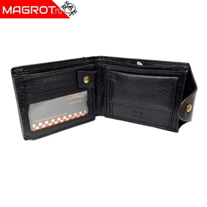 Portofel barbatesc,Shidai, 539 negru, inchidere cu capsa, buzunar exterior - imagine 3