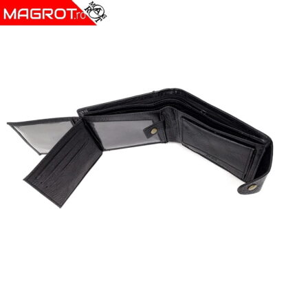 Portofel barbatesc,Shidai, 539 negru, inchidere cu capsa, buzunar exterior - imagine 2