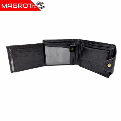 Portofel barbatesc,Shidai, 539 negru, inchidere cu capsa, buzunar exterior - imagine 5