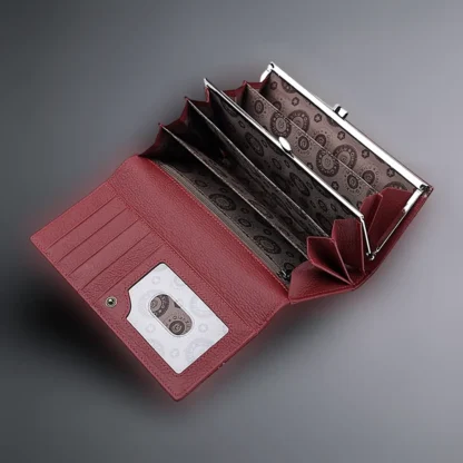 Portofel dama din piele naturala, rosu pal, Magrot 25063 - imagine 5