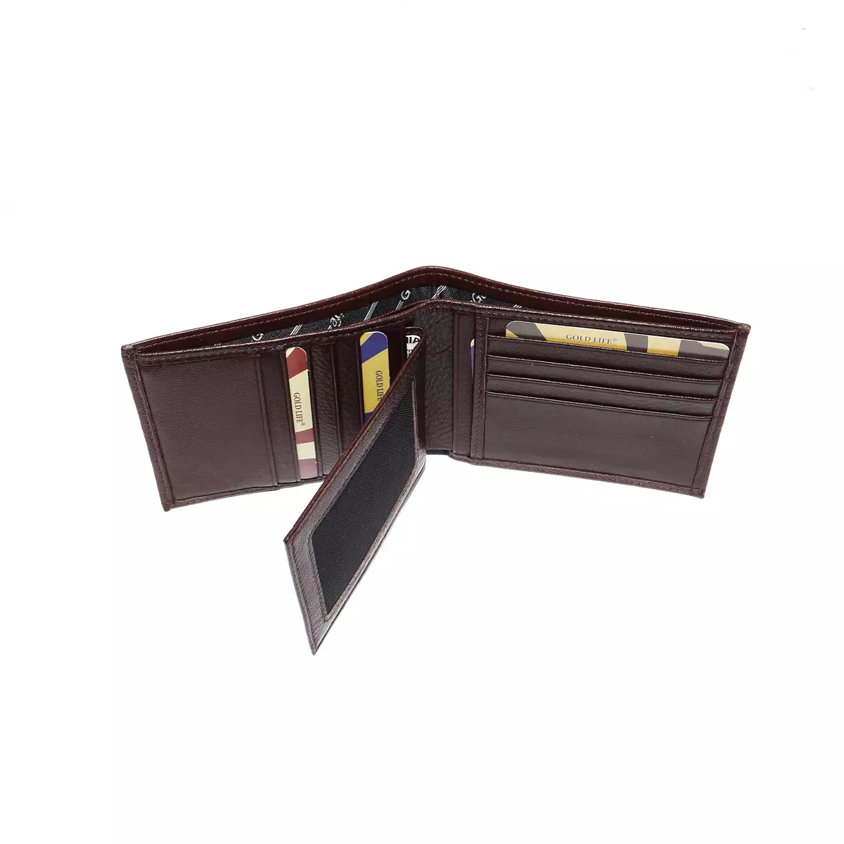 Portofel slim din piele naturala, maro brun, cu portdocument detasabil, Magrot 20199 - imagine 4